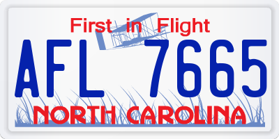 NC license plate AFL7665