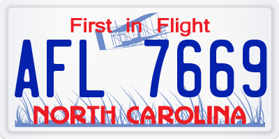 NC license plate AFL7669