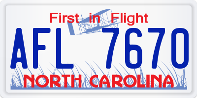 NC license plate AFL7670