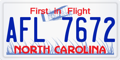 NC license plate AFL7672