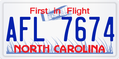 NC license plate AFL7674