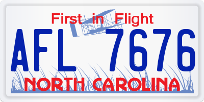 NC license plate AFL7676