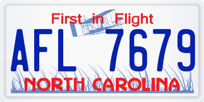 NC license plate AFL7679