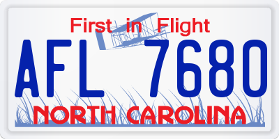 NC license plate AFL7680