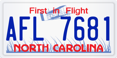 NC license plate AFL7681