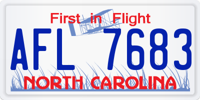 NC license plate AFL7683