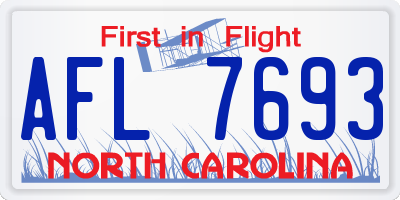 NC license plate AFL7693