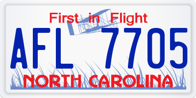 NC license plate AFL7705