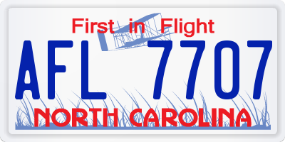 NC license plate AFL7707