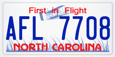 NC license plate AFL7708