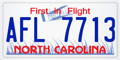NC license plate AFL7713