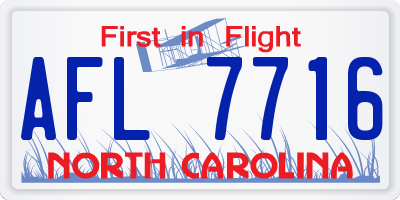 NC license plate AFL7716