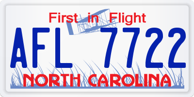 NC license plate AFL7722