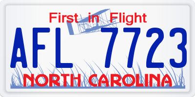 NC license plate AFL7723