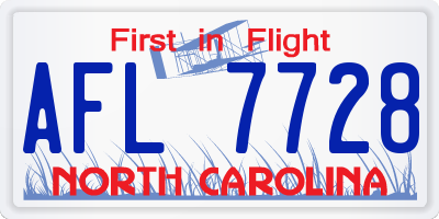 NC license plate AFL7728