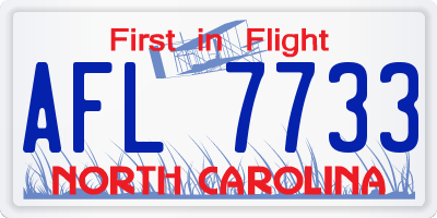 NC license plate AFL7733