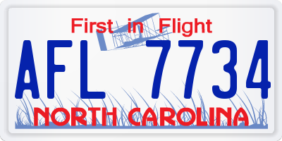 NC license plate AFL7734