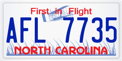 NC license plate AFL7735