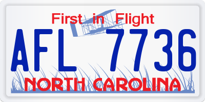 NC license plate AFL7736
