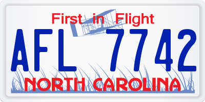 NC license plate AFL7742
