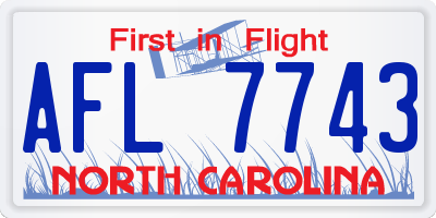 NC license plate AFL7743