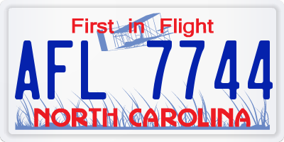 NC license plate AFL7744