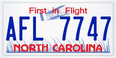 NC license plate AFL7747