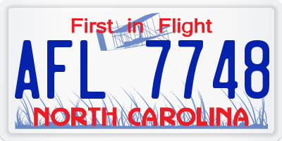 NC license plate AFL7748