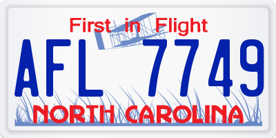 NC license plate AFL7749