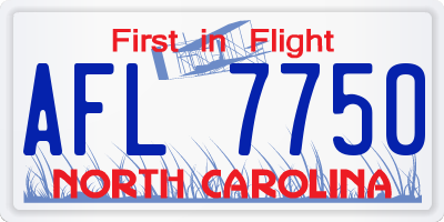 NC license plate AFL7750