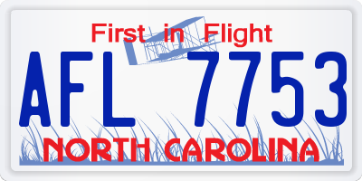 NC license plate AFL7753
