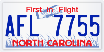 NC license plate AFL7755