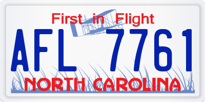 NC license plate AFL7761