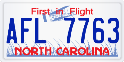 NC license plate AFL7763