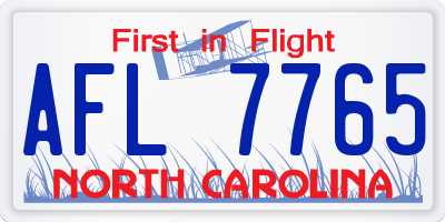NC license plate AFL7765