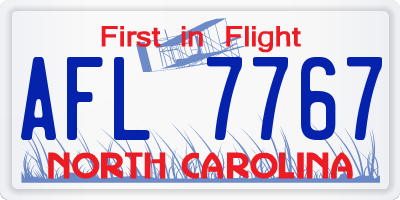 NC license plate AFL7767