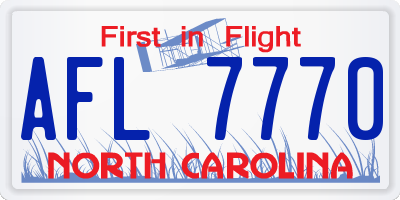 NC license plate AFL7770