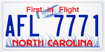 NC license plate AFL7771