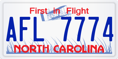 NC license plate AFL7774