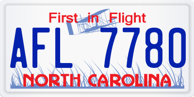 NC license plate AFL7780