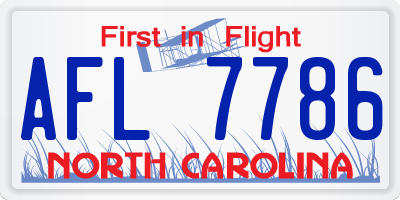 NC license plate AFL7786