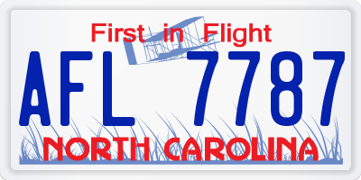 NC license plate AFL7787