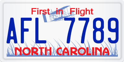 NC license plate AFL7789