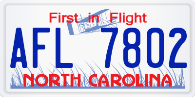 NC license plate AFL7802