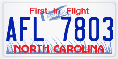 NC license plate AFL7803