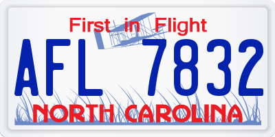 NC license plate AFL7832