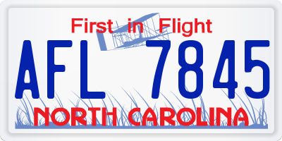 NC license plate AFL7845