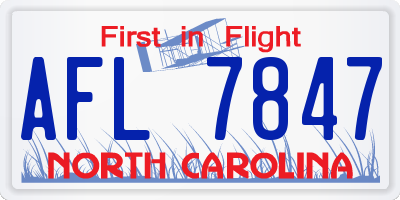 NC license plate AFL7847
