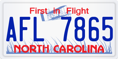 NC license plate AFL7865