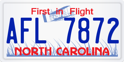 NC license plate AFL7872